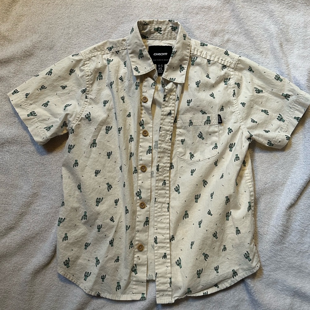 Grom cactus design button down shirt XS